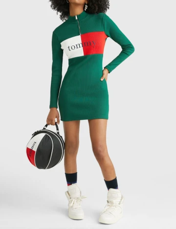 Rochie scurta Tommy Jeans, verde