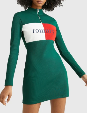 Rochie scurta Tommy Jeans, verde