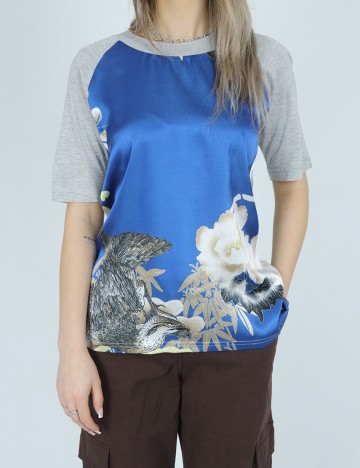 
						Tricou Dranella, gri/albastru
