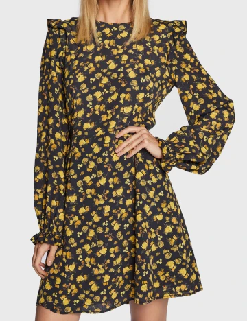 Rochie scurta Tommy Hilfiger, negru floral