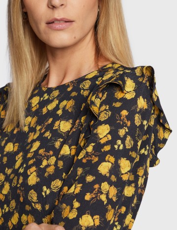 Rochie scurta Tommy Hilfiger, negru floral