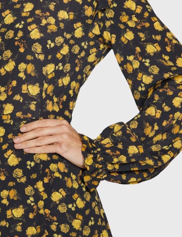 Rochie scurta Tommy Hilfiger, negru floral