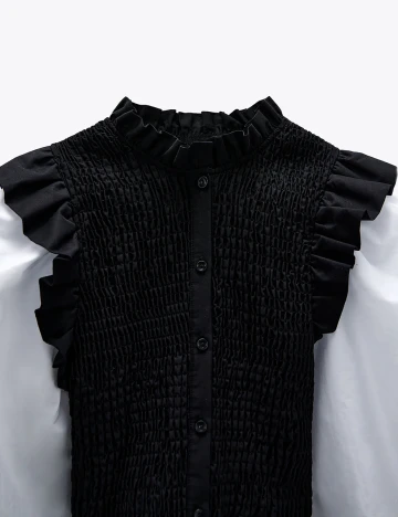 Camasa Zara, alb-negru, XS