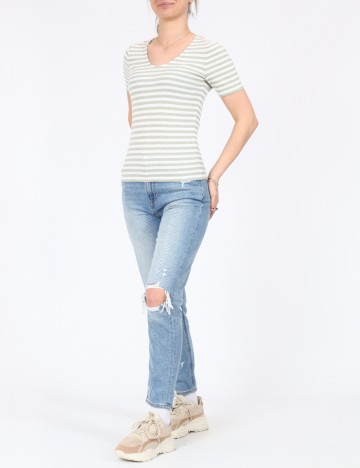 Tricou Jacqueline de Yong, alb/verde