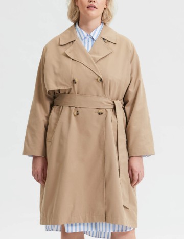 Trench Selected Femme Plus Size, maro