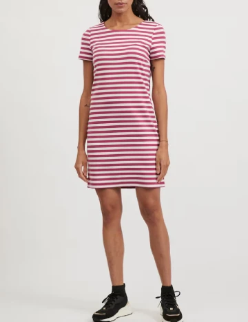Rochie scurta Vila, roz/alb