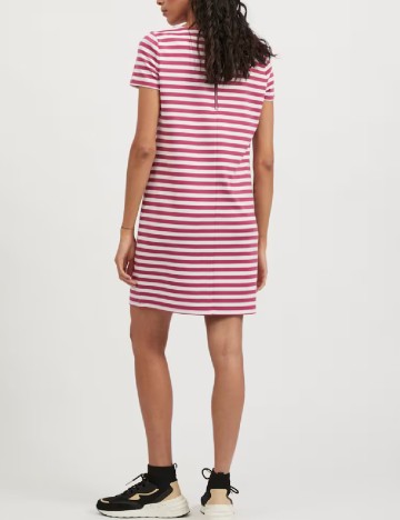 Rochie scurta Vila, roz/alb
