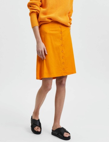 Fusta Selected Femme, portocaliu