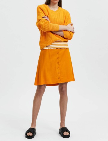 Fusta Selected Femme, portocaliu
