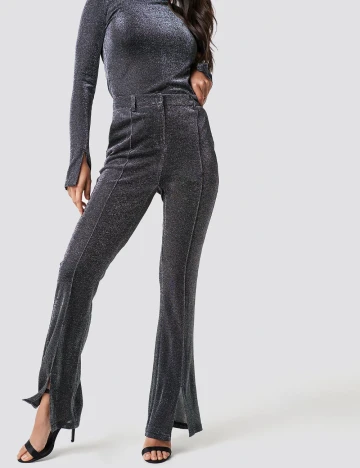 Pantaloni NA-KD, argintiu