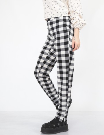 Pantaloni NA-KD, alb-negru