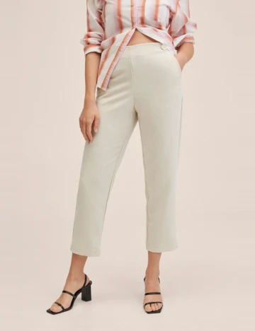 Pantaloni Mango, ecru Alb