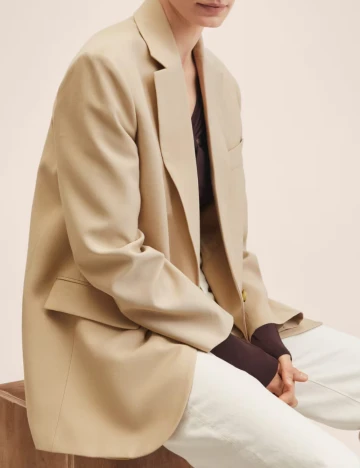 Sacou Oversize Mango, crem