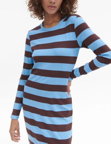 Rochie medie Reserved, albastru/maro