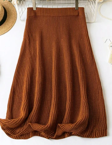 Fusta SHEIN CURVE, maro Maro