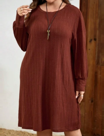 Rochie scurta Emery Rose Curve, caramiziu