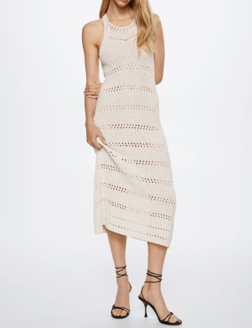 Rochie medie Mango, ecru