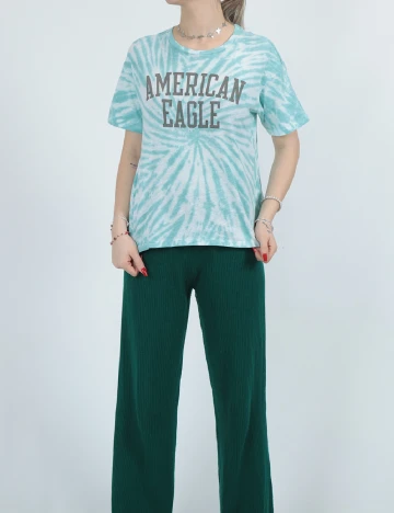 Tricou Oversize American Eagle, turcoaz Verde