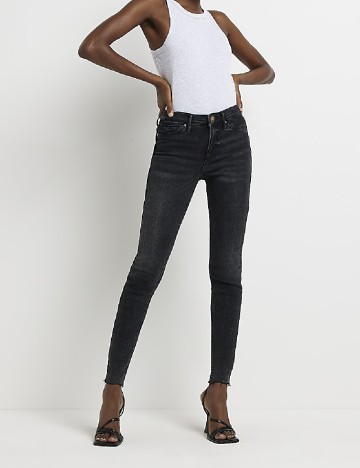 Blugi River Island, gri inchis