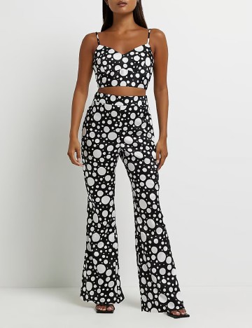 Pantaloni River Island, negru/alb