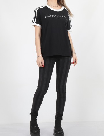 Tricou Oversize American Eagle, negru/alb