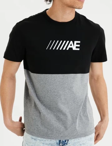 Tricou American Eagle, negru/gri