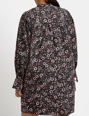 Rochie scurta River Island Plus Size, negru floral
