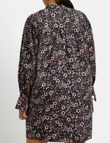 Rochie scurta River Island Plus Size, negru floral
