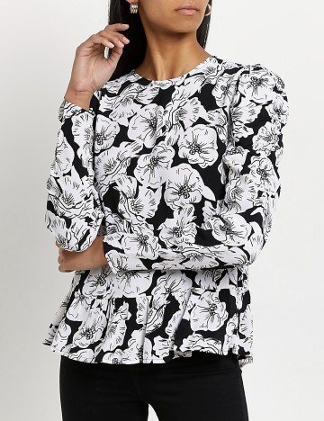 
						Bluza River Island, alb-negru