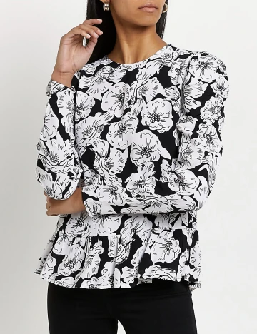 Bluza River Island, alb-negru