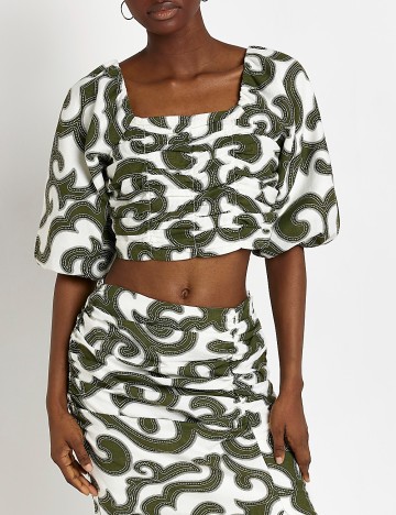 Top River Island, alb/verde