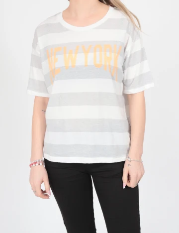 Tricou American Eagle, gri/alb