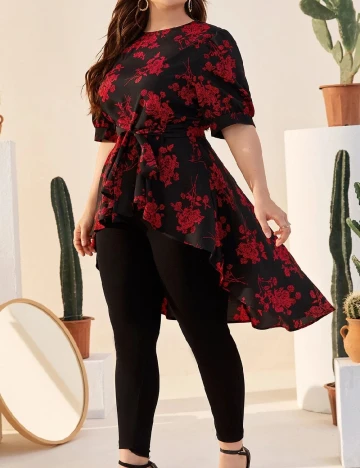 Bluza SHEIN CURVE, negru/rosu