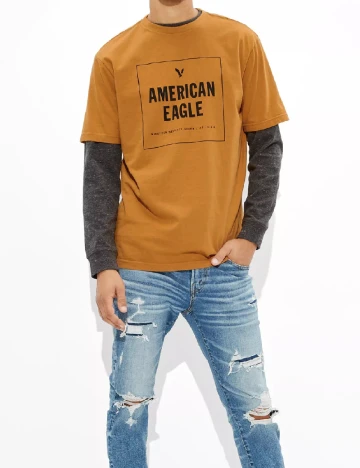 Tricou American Eagle, mustar Galben
