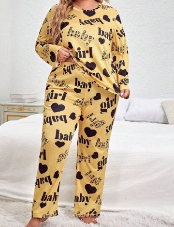 Pijamale SHEIN CURVE, galben Galben