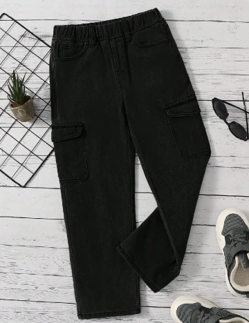 Pantaloni Shein Kids, negru