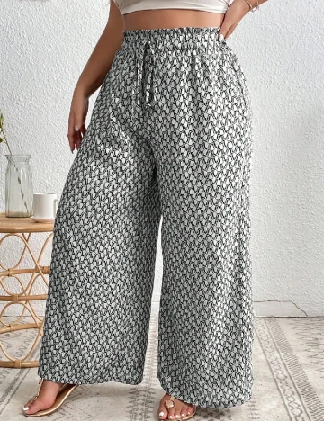 Pantaloni SHEIN CURVE, alb/negru Alb
