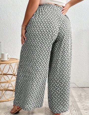 Pantaloni SHEIN CURVE, alb/negru