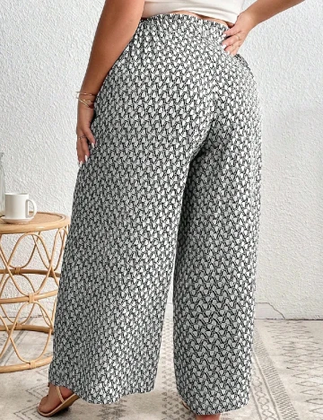 Pantaloni SHEIN CURVE, alb/negru Alb