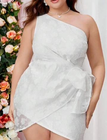 Rochie scurta Double Crazy Plus Size, alb