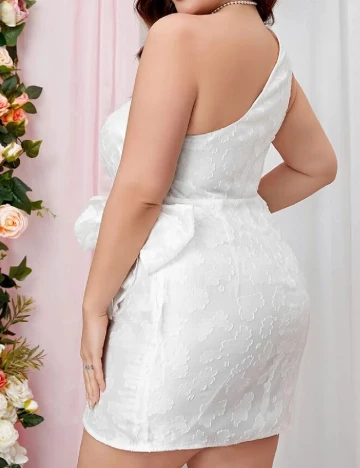 Rochie scurta Double Crazy Plus Size, alb