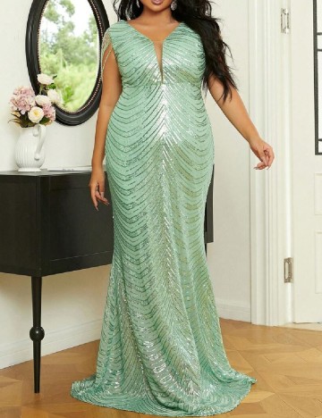 Rochie lunga SHEIN CURVE, verde