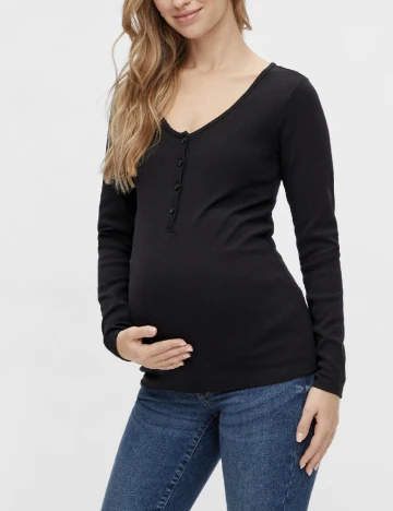 Bluza Mamalicious Plus Size, negru Negru
