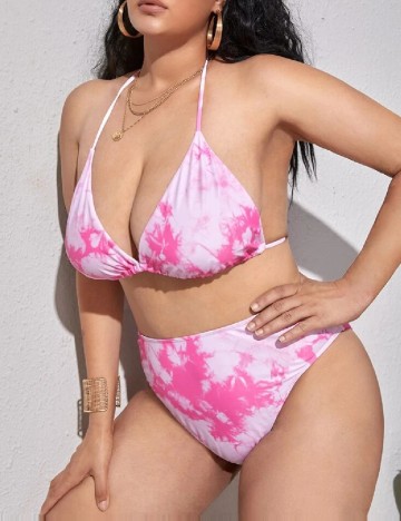 Costum de baie SHEIN CURVE, roz