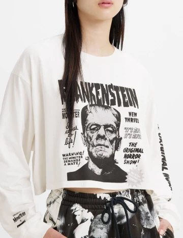 Top Levi S, ecru Alb
