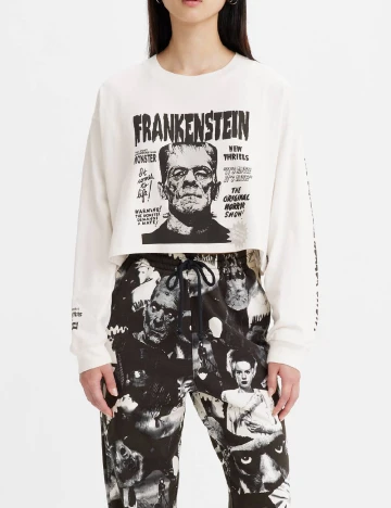 Top Levi S, ecru Alb
