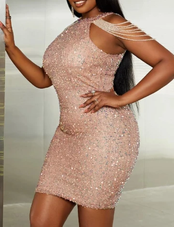 Rochie scurta Miss Ord Plus Size, crem
