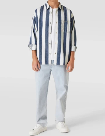 Camasa Oversize Levi S, alb/albastru