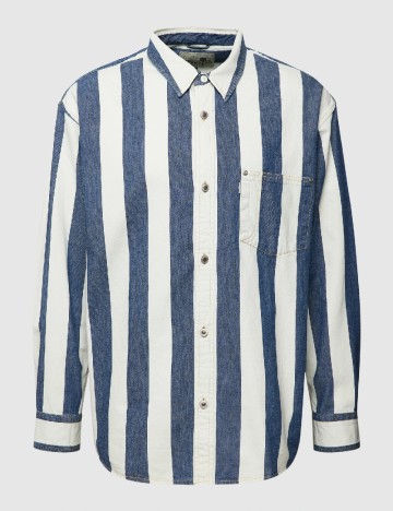 Camasa Oversize Levi S, alb/albastru
