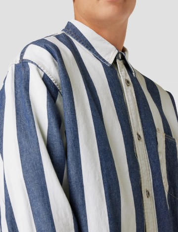 Camasa Oversize Levi S, alb/albastru